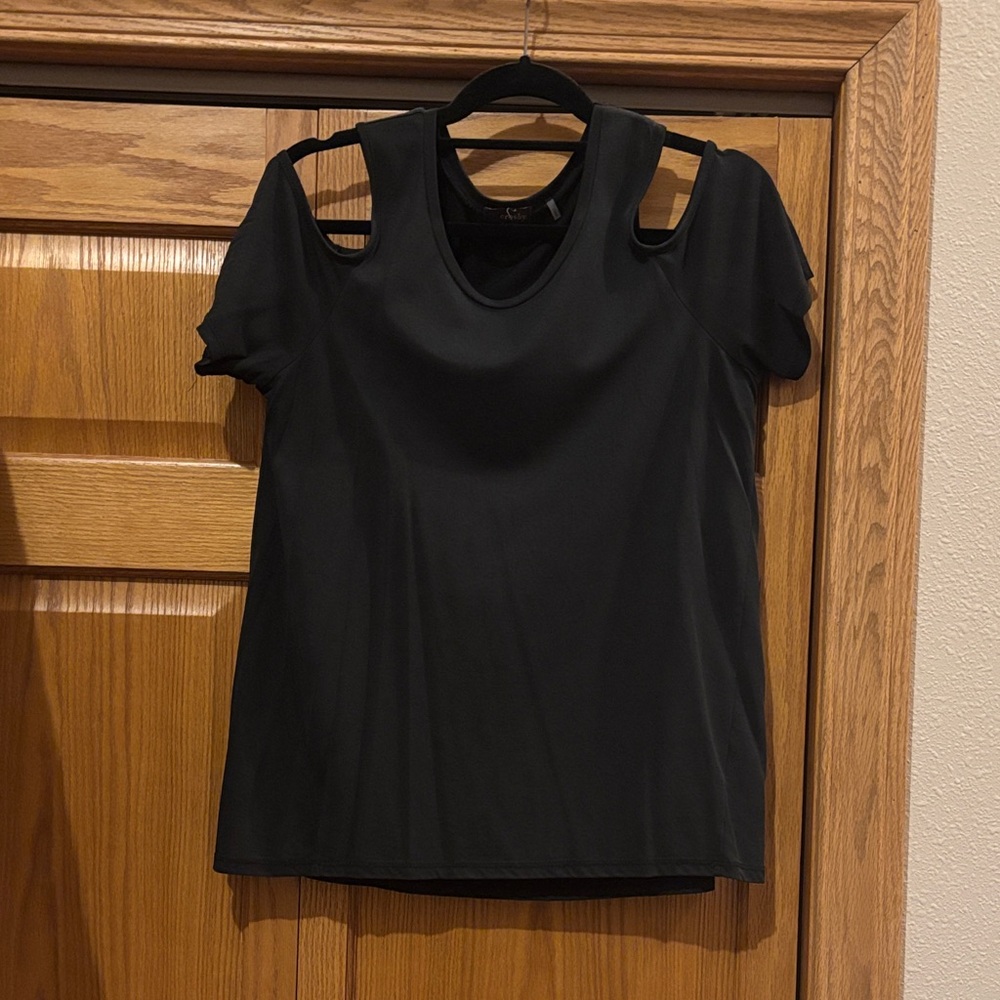 Crosby Black Cut-Out Shoulder Tee